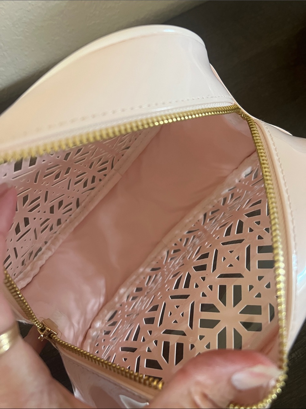Tory Burch Light Pink Laser-Cut Cosmetic Case - Picture 5 of 6